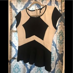 Heart Soul Black White Peplum Top